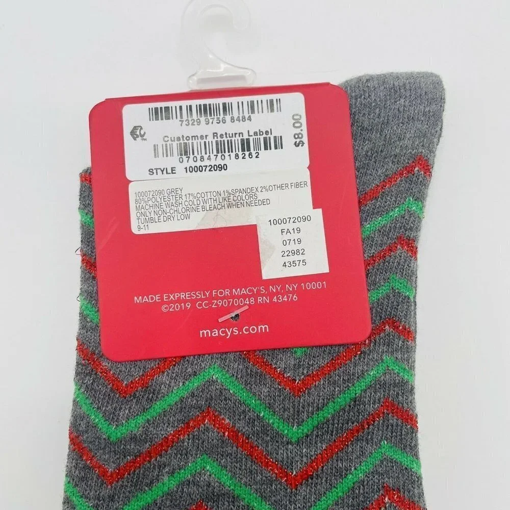 Charter Club Womens Sock Size 9-11 Christmas Frenchie Dog in Stocking Crew Socks